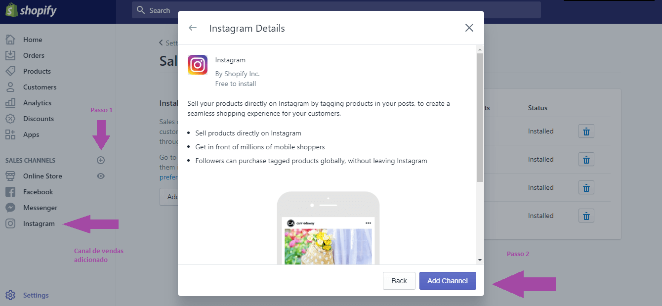novo recurso do instagram no shopify