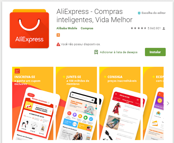 aplicativo para celular aliexpress portugues no google play (AliExpress App)